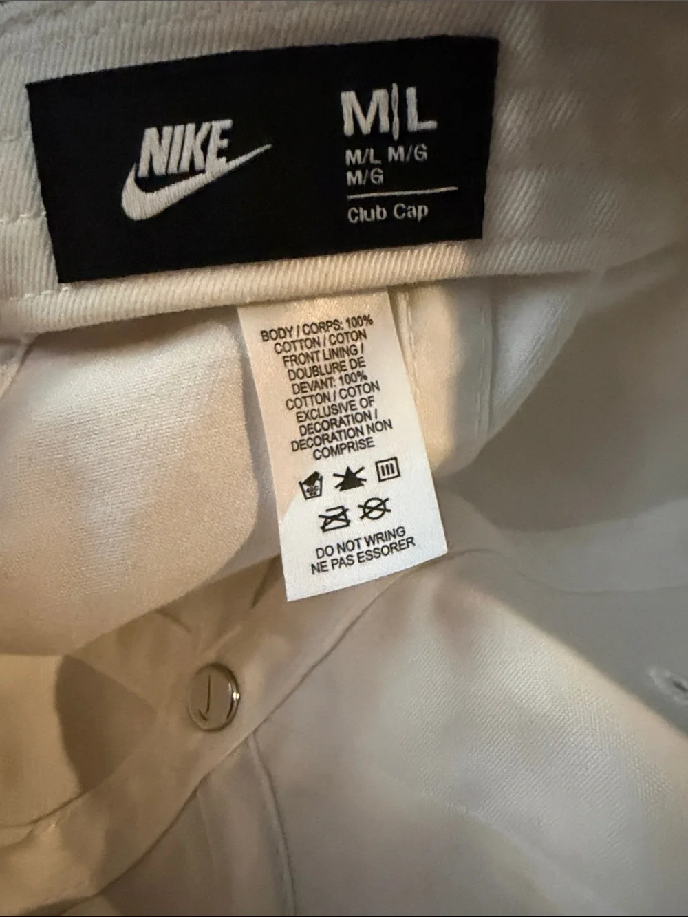 Nike White Baseball Cap with Black Logo